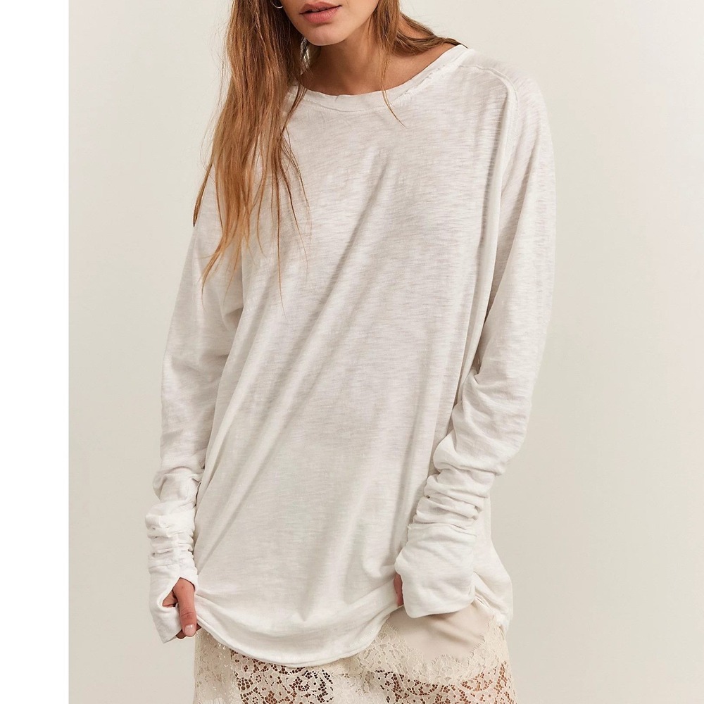 We The Free People Medium Arden Long Sleeve Tee Slub Cotton Thumbhole Slouchy